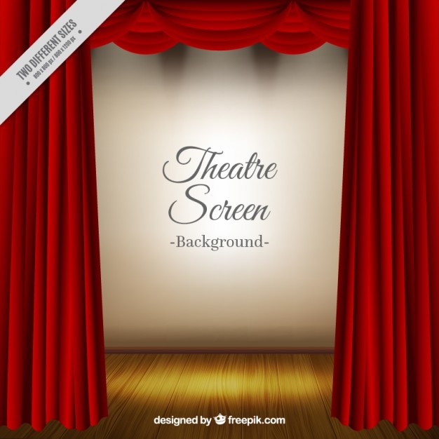 Réaliste fond de théâtre avec des rideaux rouges Vecteur gratuit