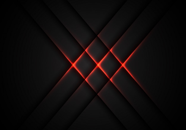 Red light cross pattern sur fond gris de technologie. Vecteur Premium