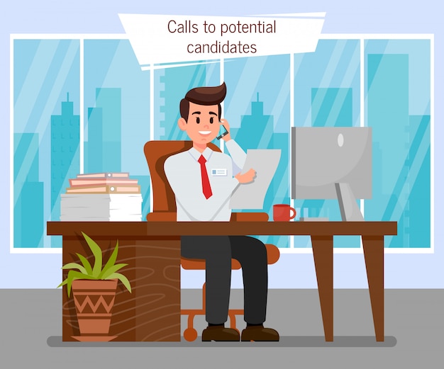 Responsable des ressources humaines au lieu de travail couleur vector illustration Vecteur Premium