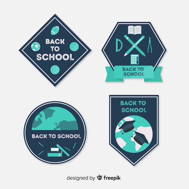 Retour à la collection d'étiquettes de l'école Vecteur gratuit