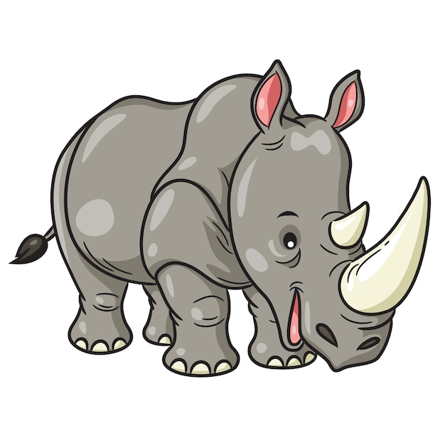 Rhino Cute Cartoon Vecteur Premium