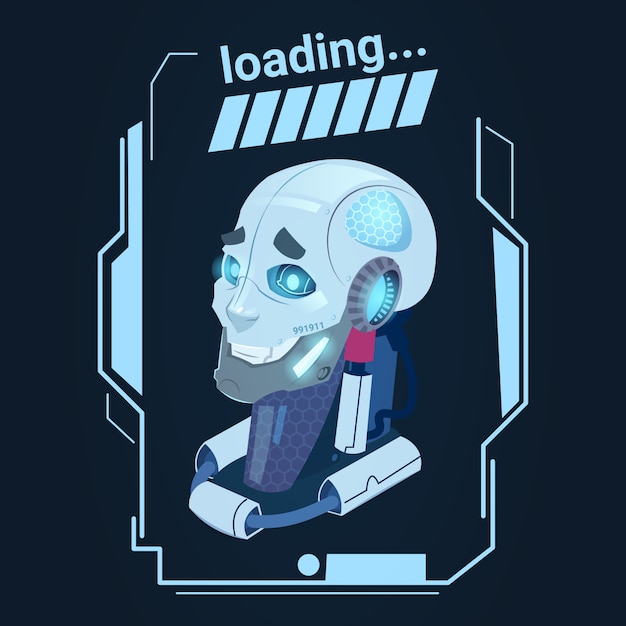 Robot moderne chargement de la technologie futuriste de mécanisme d'intelligence artificielle Vecteur Premium