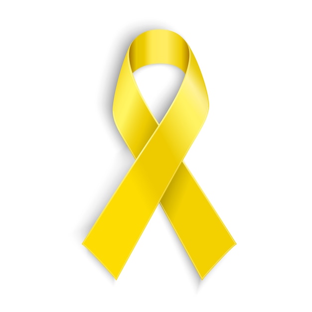 Ruban De Sensibilisation Jaune Sur Fond Blanc. Cancer Des Os Et Symbole ...