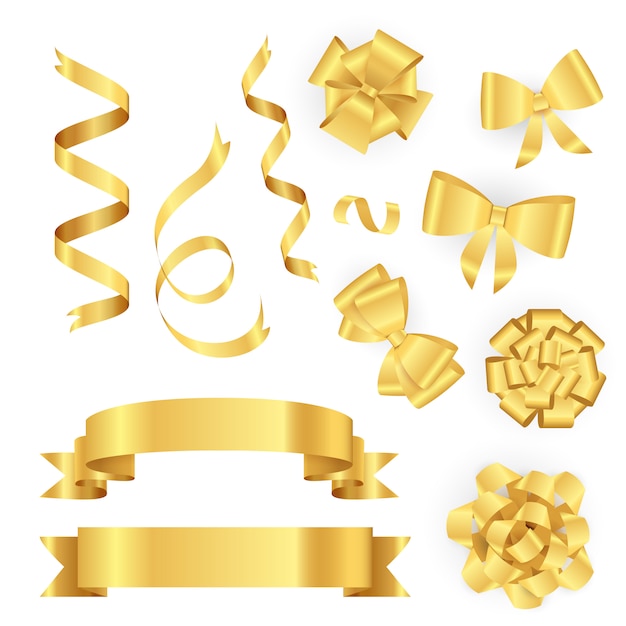 Rubans d'or pour l'emballage de cadeaux Vecteur gratuit