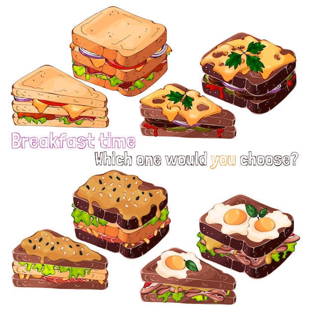 Des sandwichs. Vecteur Premium