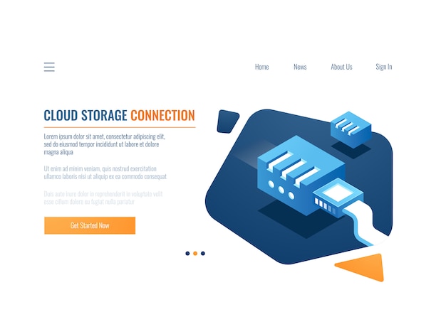 Sauvegarde des données, stockage en nuage du système de données clone, service d'entrepôt de fichiers, plug-in au réseau Vecteur gratuit
