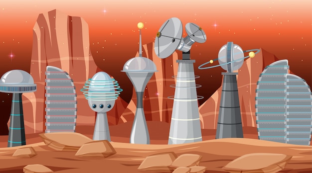 Scène de la ville dans l'espace Vecteur gratuit
