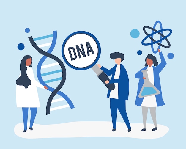 Scientifiques génétiques menant des recherches et des expériences Vecteur gratuit