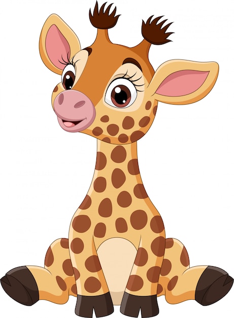 Seance De Dessin Anime Mignon Bebe Girafe Vecteur Premium