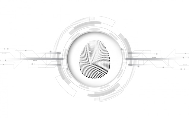 Sécurité cyber concept numérique empreinte digitale numérisation résumé technologie de fond protège l'innovation système Vecteur Premium