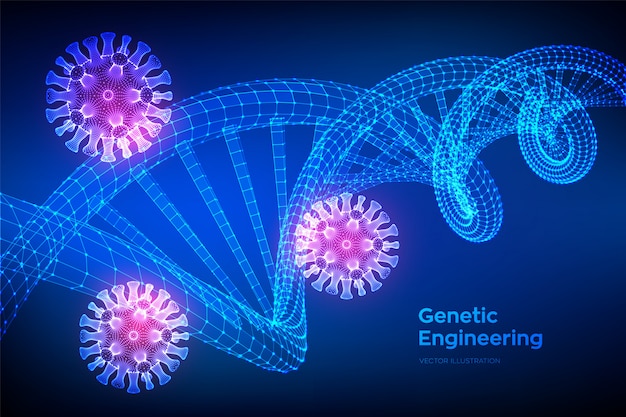 Séquence D'adn Et Cellules Du Virus De L'infection Covid19