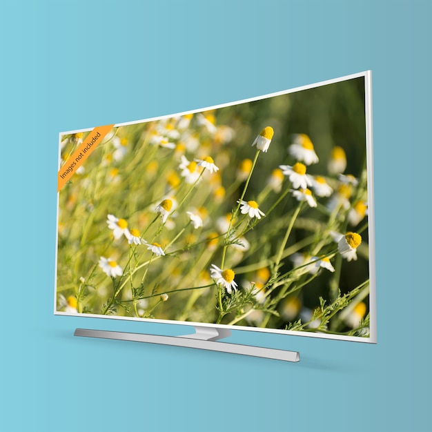 Série de télévision intelligente uhd courbée isolée sur fond bleu Vecteur Premium