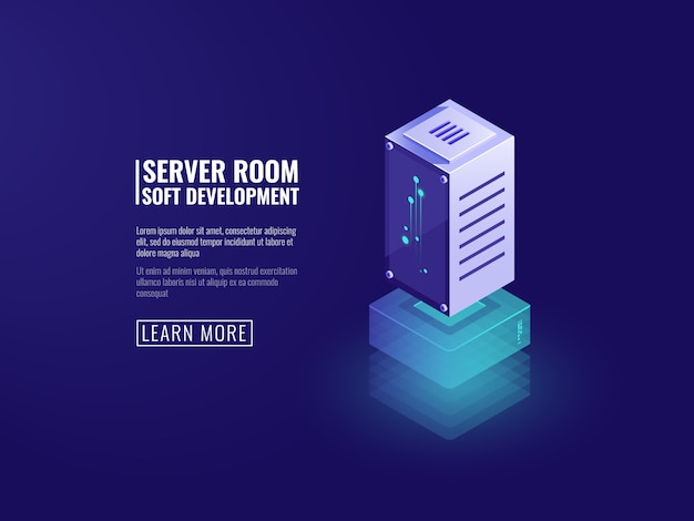 Serveur de données, traitement de l'information, technologies numériques informatiques, stockage de données en nuage Vecteur gratuit