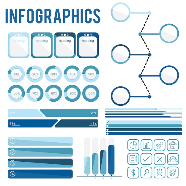Set collection d'infographie bleue Vecteur gratuit