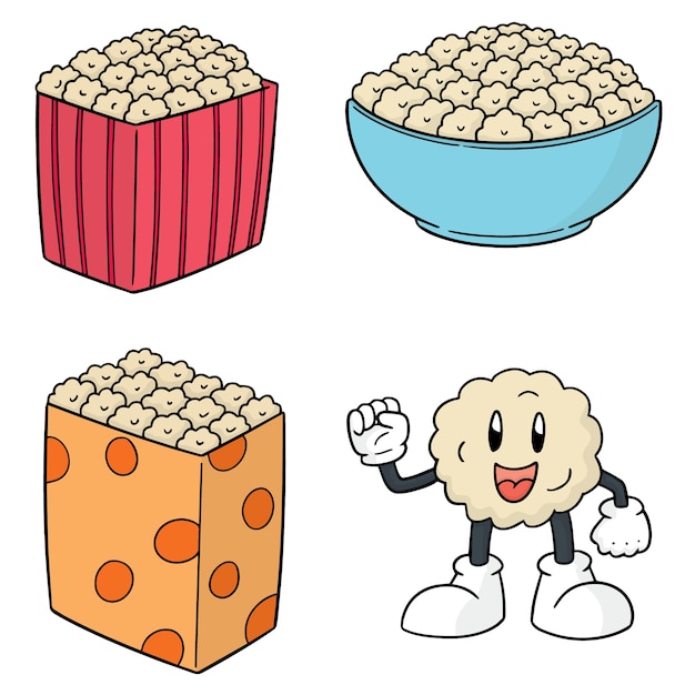 Set vector de pop-corn Vecteur Premium