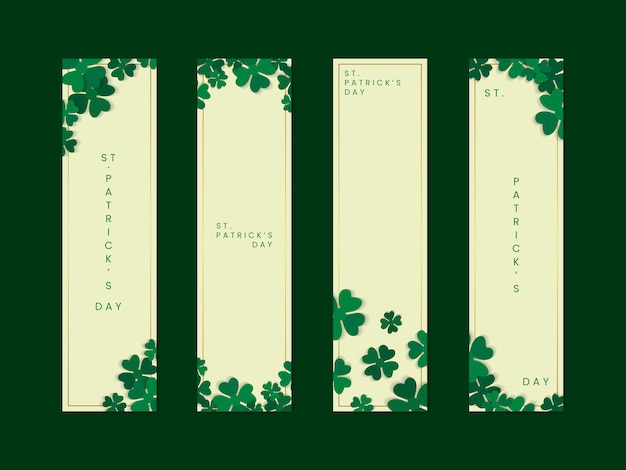 Shamrock st.patrick's day set de cartes vectorielles Vecteur gratuit