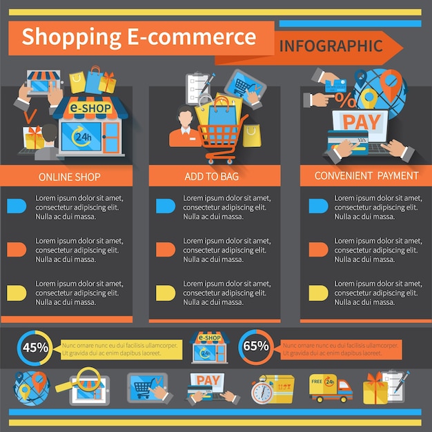 Shopping Infographie De Commerce  lectronique Vecteur 