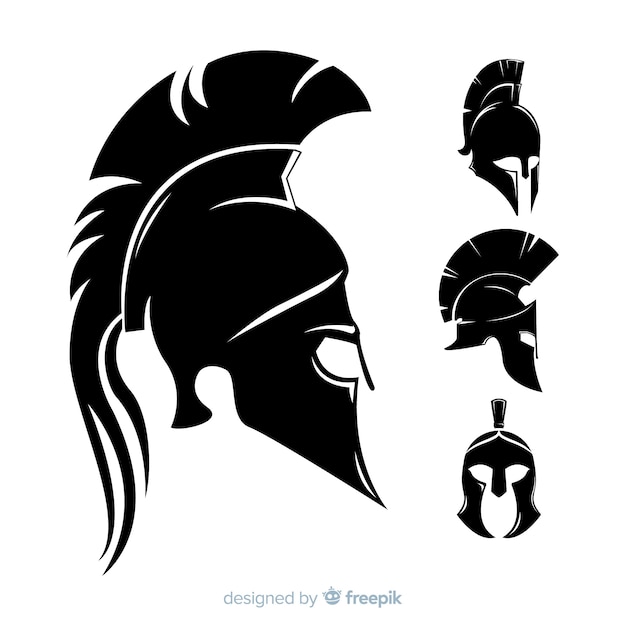 Silhouette collection de casques spartiates Vecteur gratuit