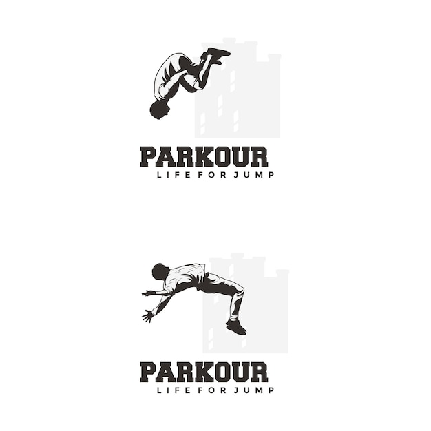 Silhouette Parkour Logo Vector Illustration Ou Mod Le D Embl Me Vecteur Premium