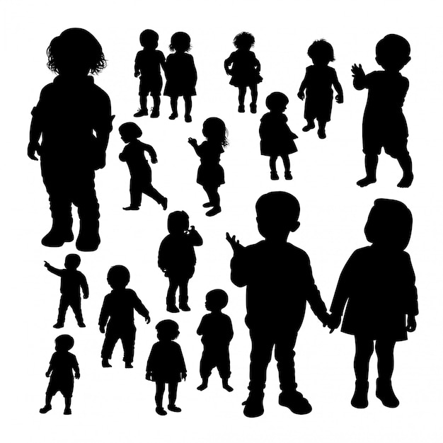 Silhouettes De Geste Enfant En Bas Age Vecteur Premium