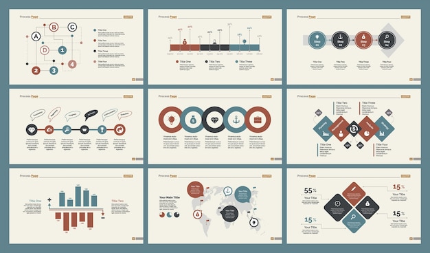 Six graphiques de logistique ensemble de modèles de diapositives Vecteur gratuit