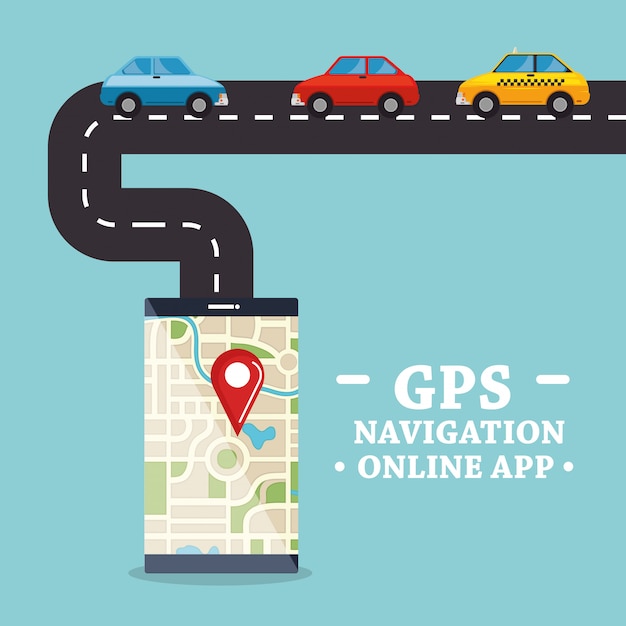 Smartphone avec application de navigation gps Vecteur gratuit