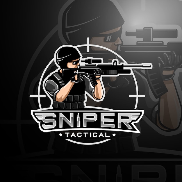 Sniper Logo Jeu Esport Vecteur Premium