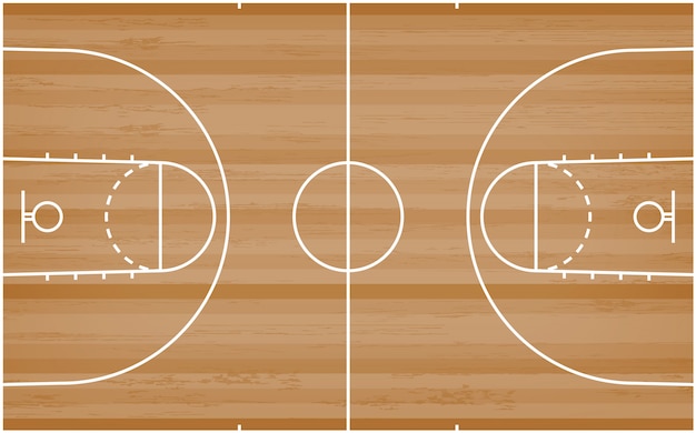 Sol de terrain de basket avec motif de lignes sur fond de 