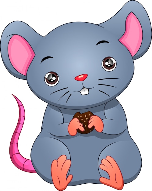 Souris Mignonne Mange Des Cookies Vecteur Premium