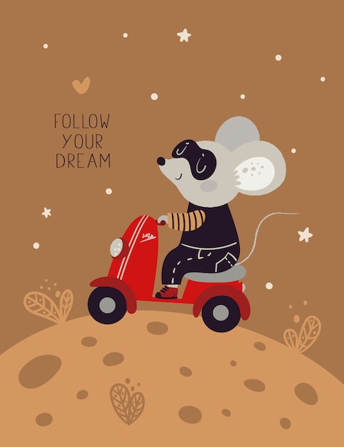Souris souris souris souris sur la lune du fromage. symbole du nouvel an 2020 Vecteur Premium