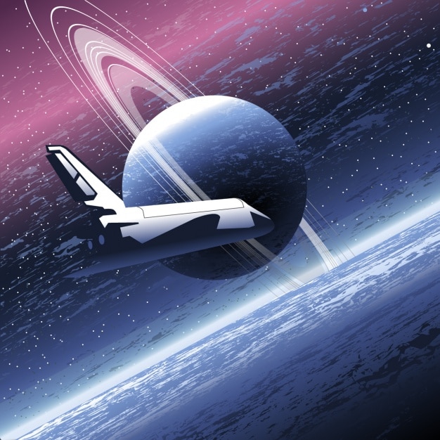 Spaceship dans l'univers Vecteur gratuit