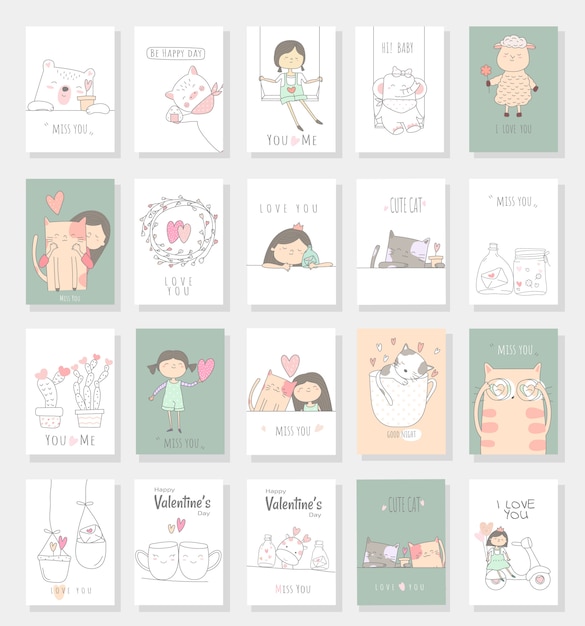 Style De Bebe Dessine Main Mignon Bebe Carte De Dessin Anime Vecteur Premium