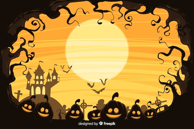 Style décoratif halloween fond dessiné à la main Vecteur gratuit