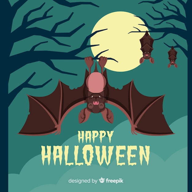Superbe chauve-souris d'halloween au design plat Vecteur gratuit