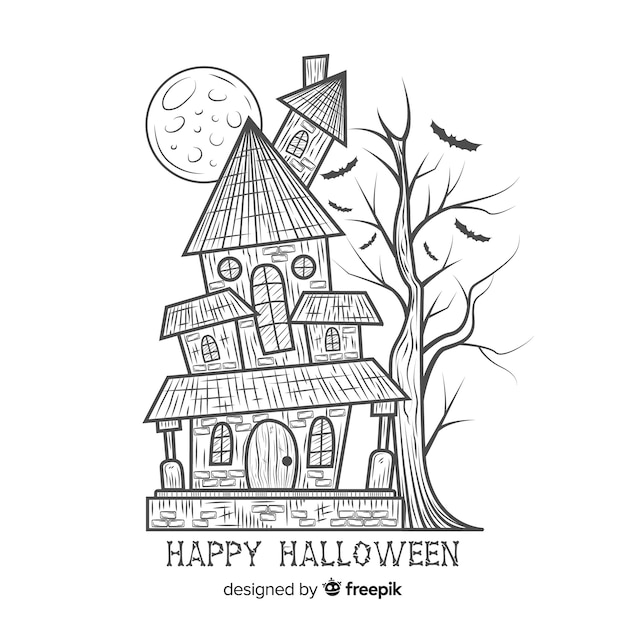 Superbe Maison Hantee D Halloween Vecteur Gratuite