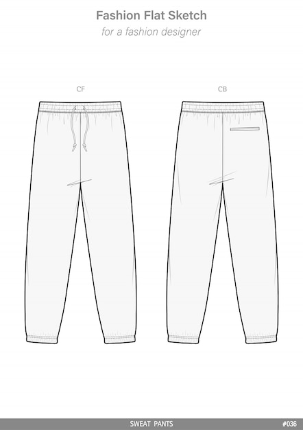  Sweat  pants mod le  de vecteur de dessin  technique plat 