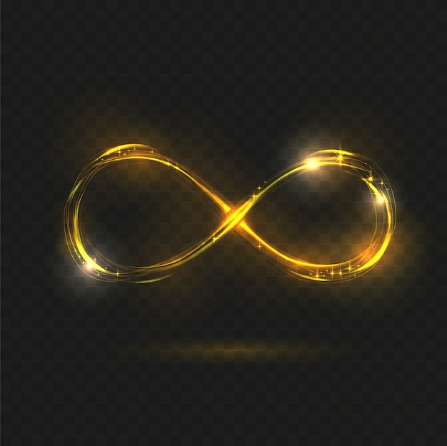 Symbole de l'infini brillant d'or. Vecteur Premium