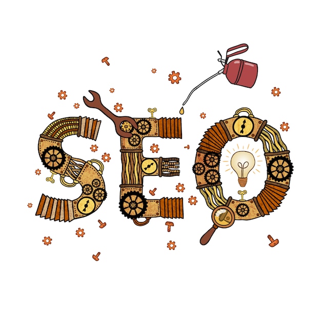 Symbole rétro de seo concept isolé Vecteur gratuit