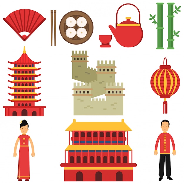 Symboles Culturels Nationaux De La Chine Sushi éventail Lanterne Architecture Chinoise 6337