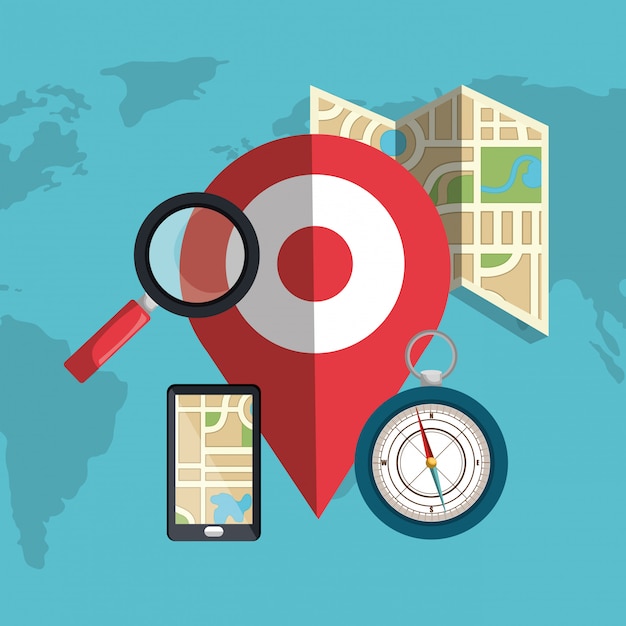 Système De Localisation Géographique Vecteur gratuit