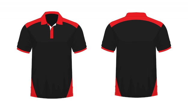 T-shirt polo modèle rouge et noir pour la conception sur fond blanc. illustration vectorielle eps 10. Vecteur Premium