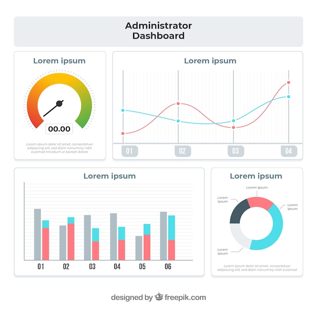 Tableau de bord de l'application admin dans un style plat Vecteur gratuit