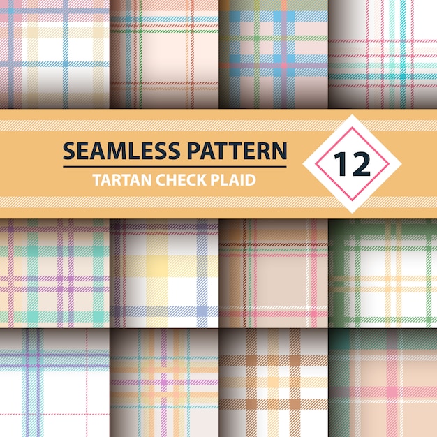 Tartan classique, modèles sans soudure de joyeux noël. Vecteur Premium
