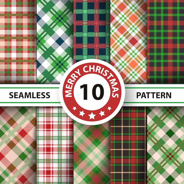 Tartan classique vichy, buffalo, lamberjack, modèles sans soudure de carreaux vérifier joyeux noël Vecteur Premium