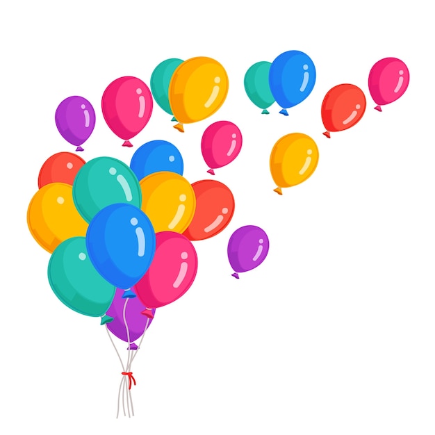 Tas De Ballon D Helium Boules D Air Volantes Joyeux Anniversaire Vacances Decoration De Fete Vecteur Premium