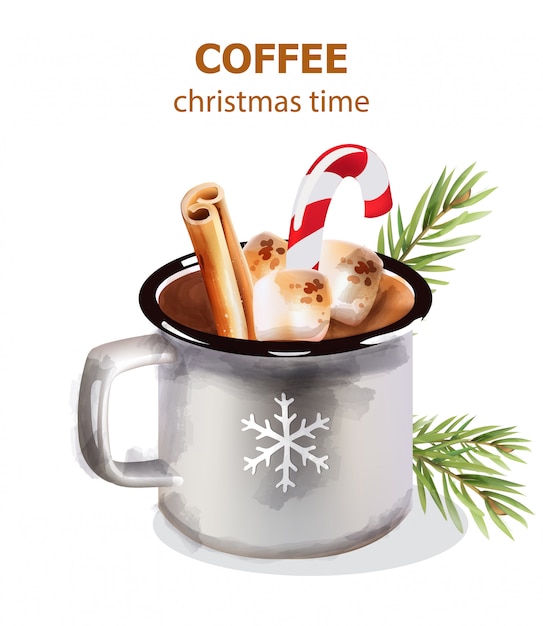 Tasse à Café De Noël Avec Des Bonbons Et Des Décorations De Vacances