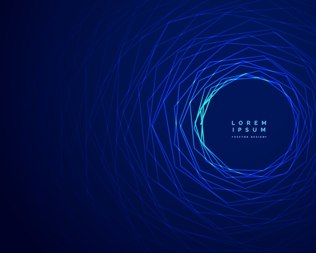 Technologie tunnel bleu lignes fond design Vecteur gratuit