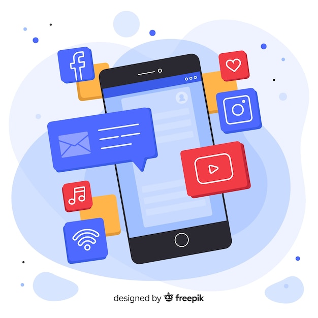 Téléphone mobile isométrique anti-gravité avec messages et notifications Vecteur gratuit