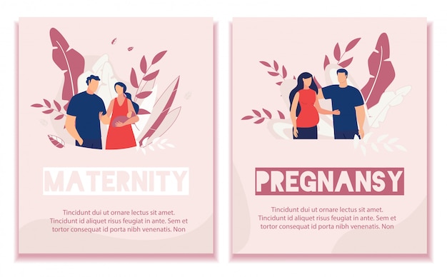 Text banner set annoncer la grossesse et la maternité Vecteur Premium