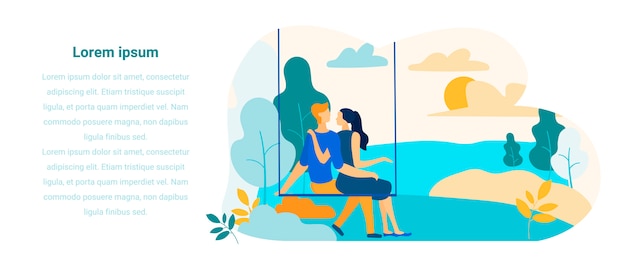 Text flat flat banner présentation des relations interpersonnelles Vecteur Premium